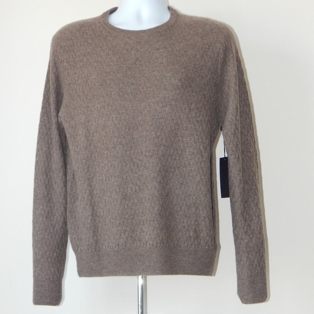 NWT Christian Lacroix Paris CASHMERE Crew Neck Fine Knit Sweater Brown Men's MED